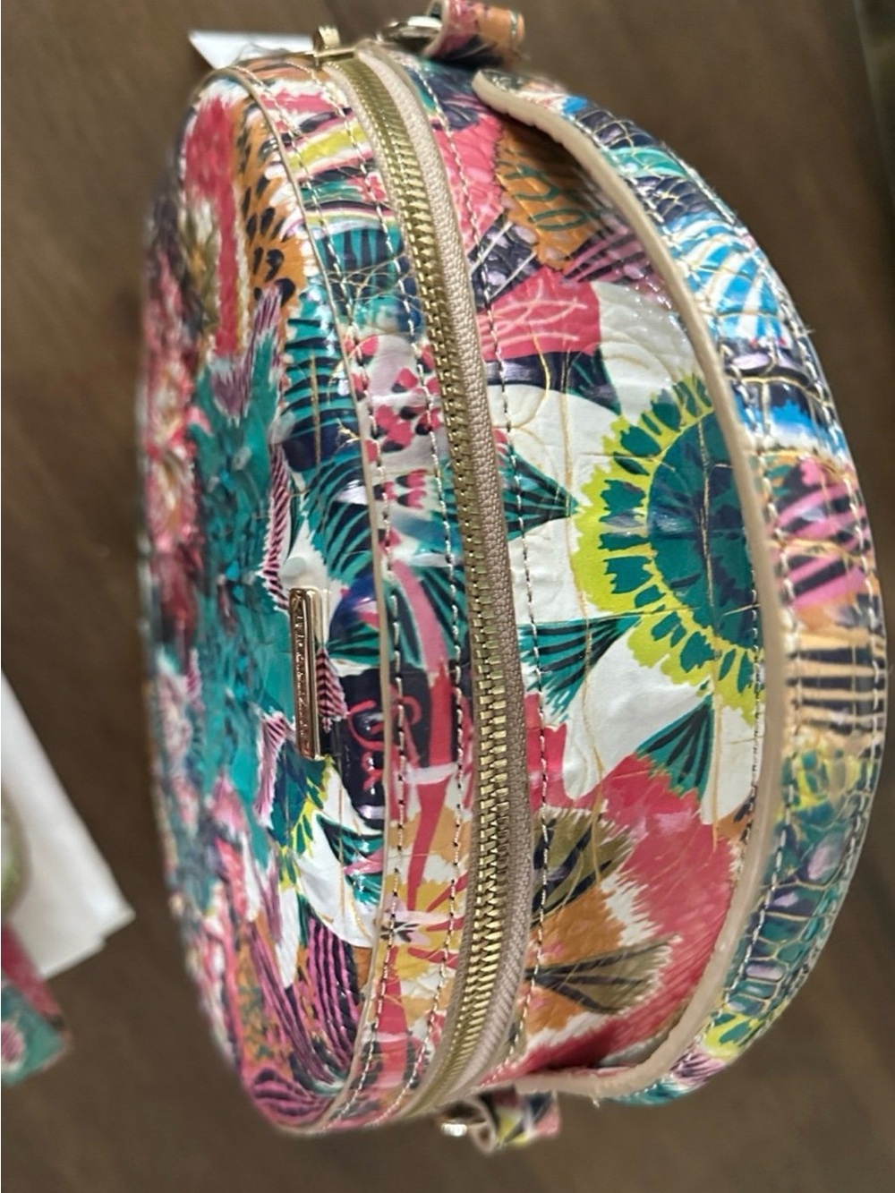 Brahmin Multicolor Floral Round Crossbody Bag in Teal, Pink & Yellow NWT - Picture 5 of 5
